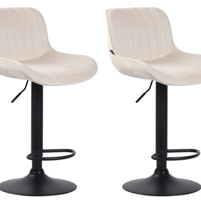 Set of 2 bar stools Lentini velvet black cream 50x50x86 cream velvet metal