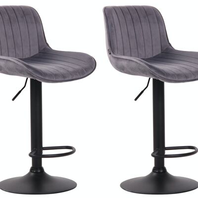 Set of 2 bar stools Lentini velvet black dark gray 50x50x86 dark gray velvet metal