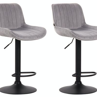 Set of 2 bar stools Lentini velvet black Gray 50x50x86 Gray velvet metal