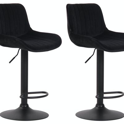 Set of 2 bar stools Lentini velvet black black 50x50x86 black velvet metal