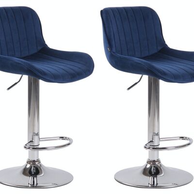 Set of 2 bar stools Lentini velvet chrome blue 50x50x86 blue velvet metal