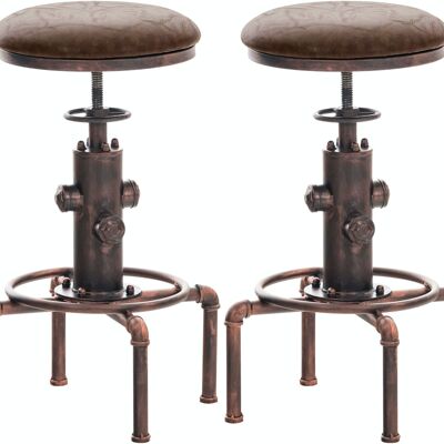 Set of 2 bar stools Lumos Vintage leatherette bronze brown 35x35x63 brown Vintage leatherette metal