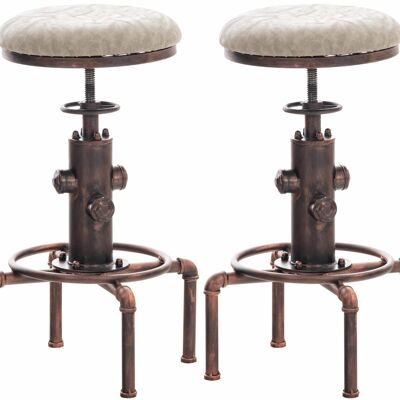 Set of 2 bar stools Lumos Vintage leatherette bronze Gray 35x35x63 Gray Vintage leatherette metal
