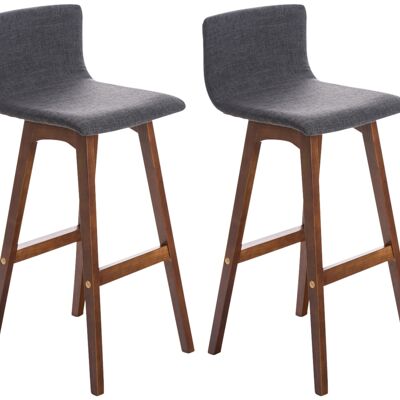 Set of 2 bar stools Taunus fabric walnut light gray 40x40x93 light gray Material Wood