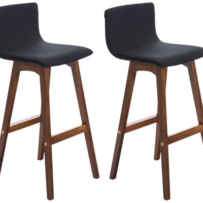 Set of 2 bar stools Taunus fabric walnut black 40x40x93 black Material Wood