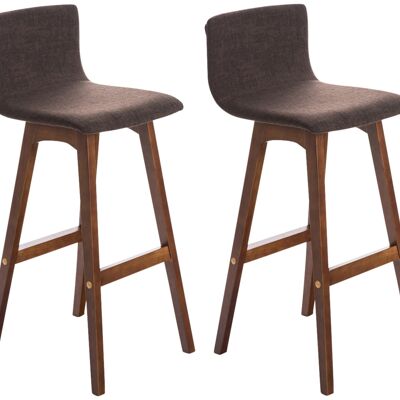 Set of 2 bar stools Taunus fabric walnut brown 40x40x93 brown Material Wood