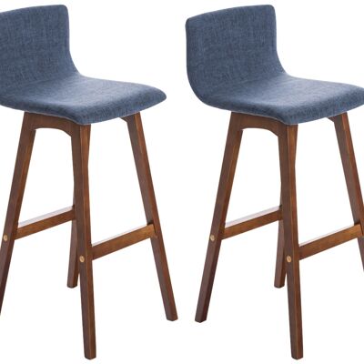 Set of 2 bar stools Taunus fabric walnut blue 40x40x93 blue Material Wood