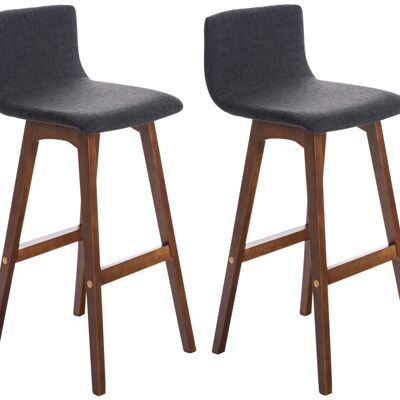 Set of 2 bar stools Taunus fabric walnut dark gray 40x40x93 dark gray Material Wood