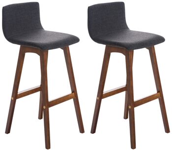 Lot de 2 tabourets de bar Taunus tissu noyer gris foncé 40x40x93 gris foncé Matière Bois 1