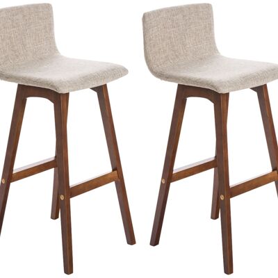 Set of 2 bar stools Taunus fabric walnut cream 40x40x93 cream Material Wood