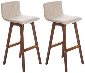 Lot de 2 tabourets de bar Taunus tissu noyer crème 40x40x93 crème Matière Bois 1