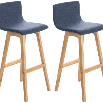 Set of 2 bar stools Taunus fabric Natura blue 40x40x93 blue Material Wood