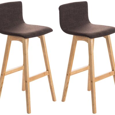 Set of 2 bar stools Taunus fabric Natura brown 40x40x93 brown Material Wood