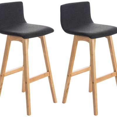 Set of 2 bar stools Taunus fabric Natura dark gray 40x40x93 dark gray Material Wood