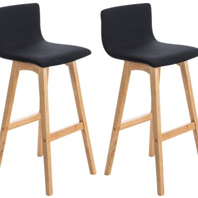 Set of 2 bar stools Taunus fabric Natura black 40x40x93 black Material Wood