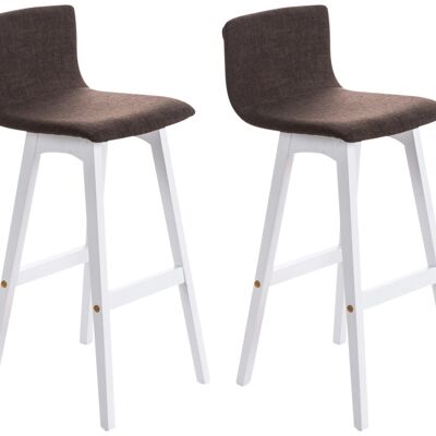 Set of 2 bar stools Taunus fabric white brown 40x40x93 brown Material Wood