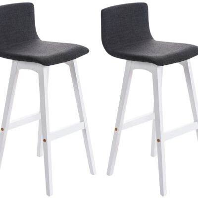 Set of 2 bar stools Taunus fabric white dark gray 40x40x93 dark gray Material Wood