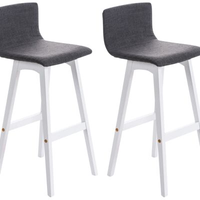 Set of 2 bar stools Taunus fabric white light gray 40x40x93 light gray Material Wood