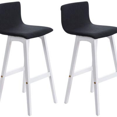 Set of 2 bar stools Taunus fabric white black 40x40x93 black Material Wood