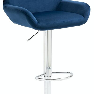 Tabouret de bar Braga velours chrome bleu 52x51x89 métal velours bleu