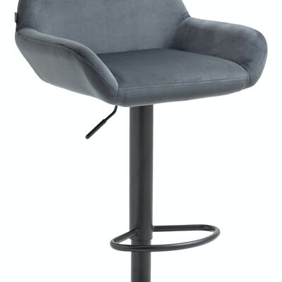 Tabouret de bar Braga velours noir gris foncé 52x51x89 métal velours gris foncé