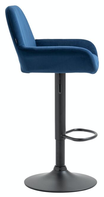 Tabouret de bar Braga velours bleu noir 52x51x89 métal velours bleu 3