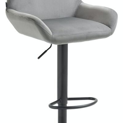 Tabouret de bar Braga velours noir Gris 52x51x89 Métal velours gris