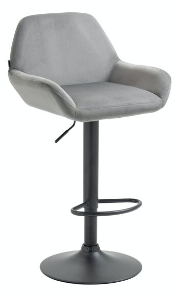 Tabouret de bar Braga velours noir Gris 52x51x89 Métal velours gris 1