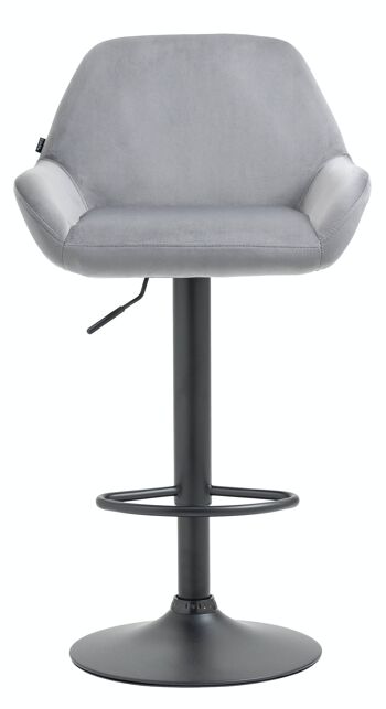 Tabouret de bar Braga velours noir Gris 52x51x89 Métal velours gris 2