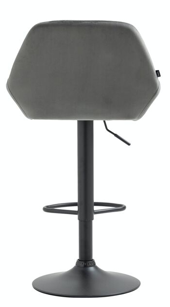 Tabouret de bar Braga velours noir Gris 52x51x89 Métal velours gris 5