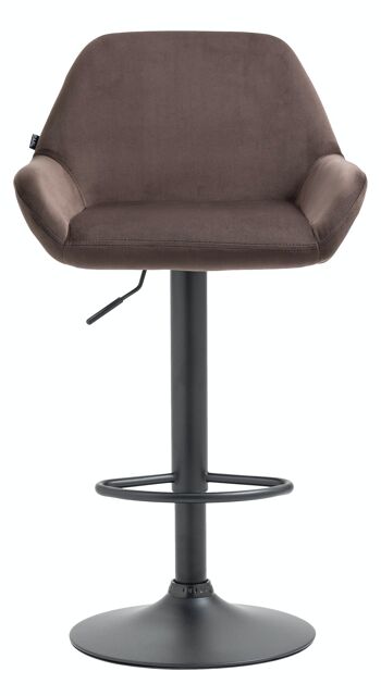 Tabouret de bar Braga velours marron noir 52x51x89 métal velours marron 2