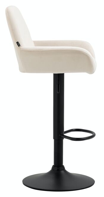 Tabouret de bar Braga velours noir crème 52x51x89 métal velours crème 3