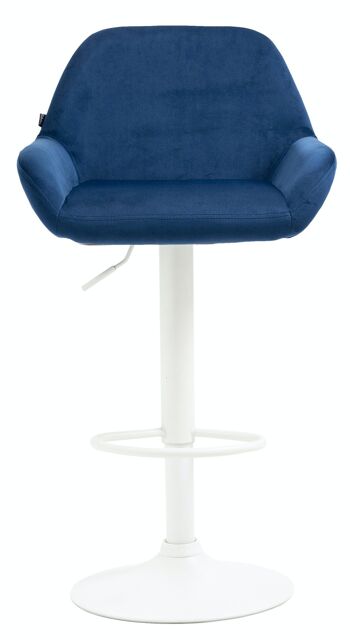 Tabouret de bar Braga velours blanc bleu 52x51x89 métal velours bleu 2