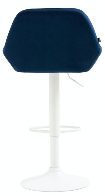 Tabouret de bar Braga velours blanc bleu 52x51x89 métal velours bleu 5