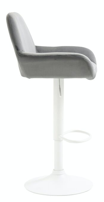 Tabouret de bar Braga velours blanc Gris 52x51x89 Métal velours gris 3