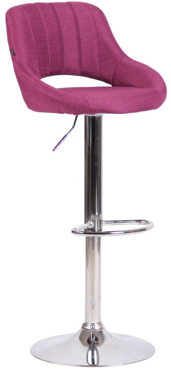 Tabouret de bar Milet tissu chrome violet 48x46,5x85 violet Matière métal 1