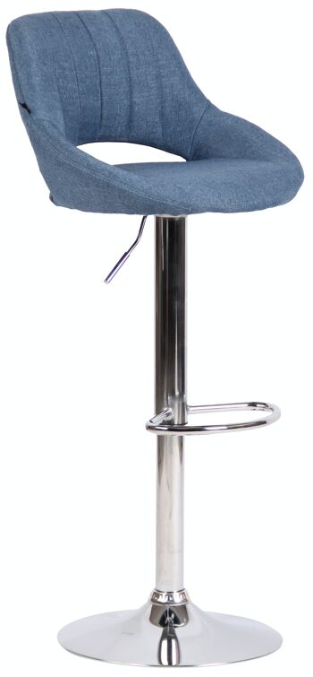 Tabouret de bar Milet tissu chrome bleu 48x46,5x85 bleu Matière métal 1