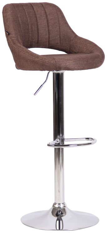 Tabouret de bar Milet tissu marron chrome 48x46,5x85 marron Matière métal 1