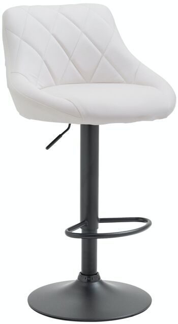 Tabouret de bar Lazio simili cuir noir blanc 49x46x83 simili cuir blanc métal 1