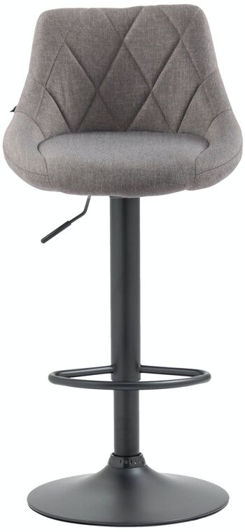 Tabouret de bar Lazio tissu noir Gris 49x46x83 Gris Matière métal 3