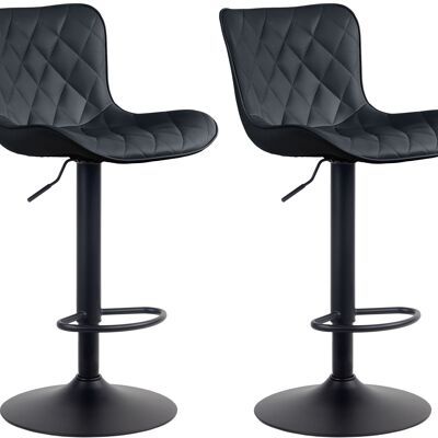 Set of 2 bar stools Emma imitation leather black 54x48x83 black  metal