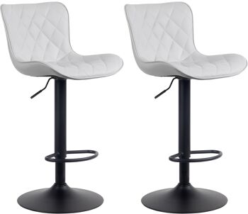 Lot de 2 tabourets de bar Emma simili cuir blanc 54x48x83 métal blanc 1