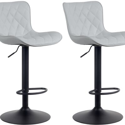 Set of 2 bar stools Emma imitation leather Gray 54x48x83 Gray  metal