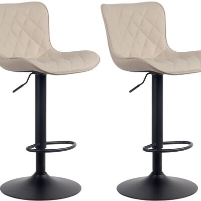 Set of 2 bar stools Emma imitation leather cream 54x48x83 cream  metal