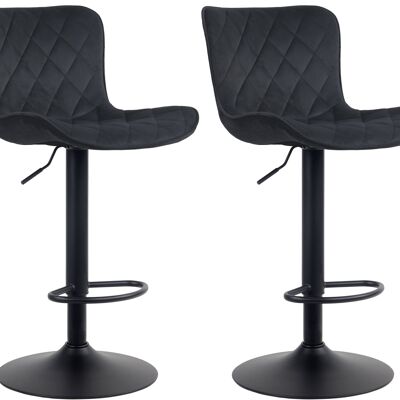 Set of 2 bar stools Emma velvet black 54x48x83 black metal