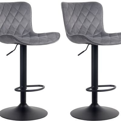 Set of 2 bar stools Emma velvet dark gray 54x48x83 dark gray  metal