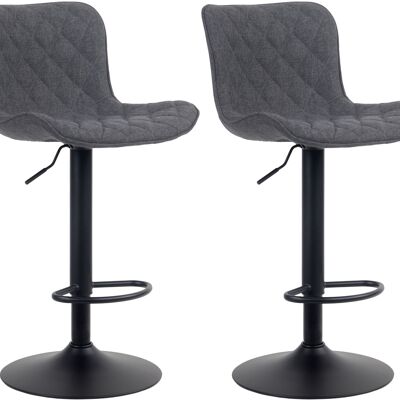Set of 2 bar stools Emma fabric black 54x48x83 black  metal