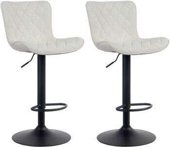 Lot de 2 tabourets de bar Emma tissu crème 54x48x83 crème métal 1