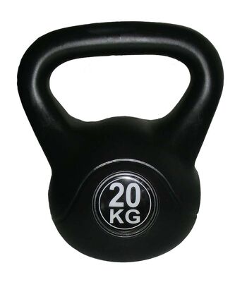 Schwarze Kettlebell mit Farbcodierung