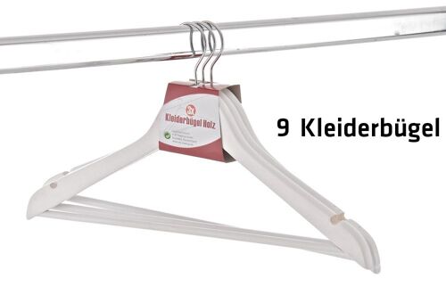 9x kleerhangers wit 12x45x23 wit Hout